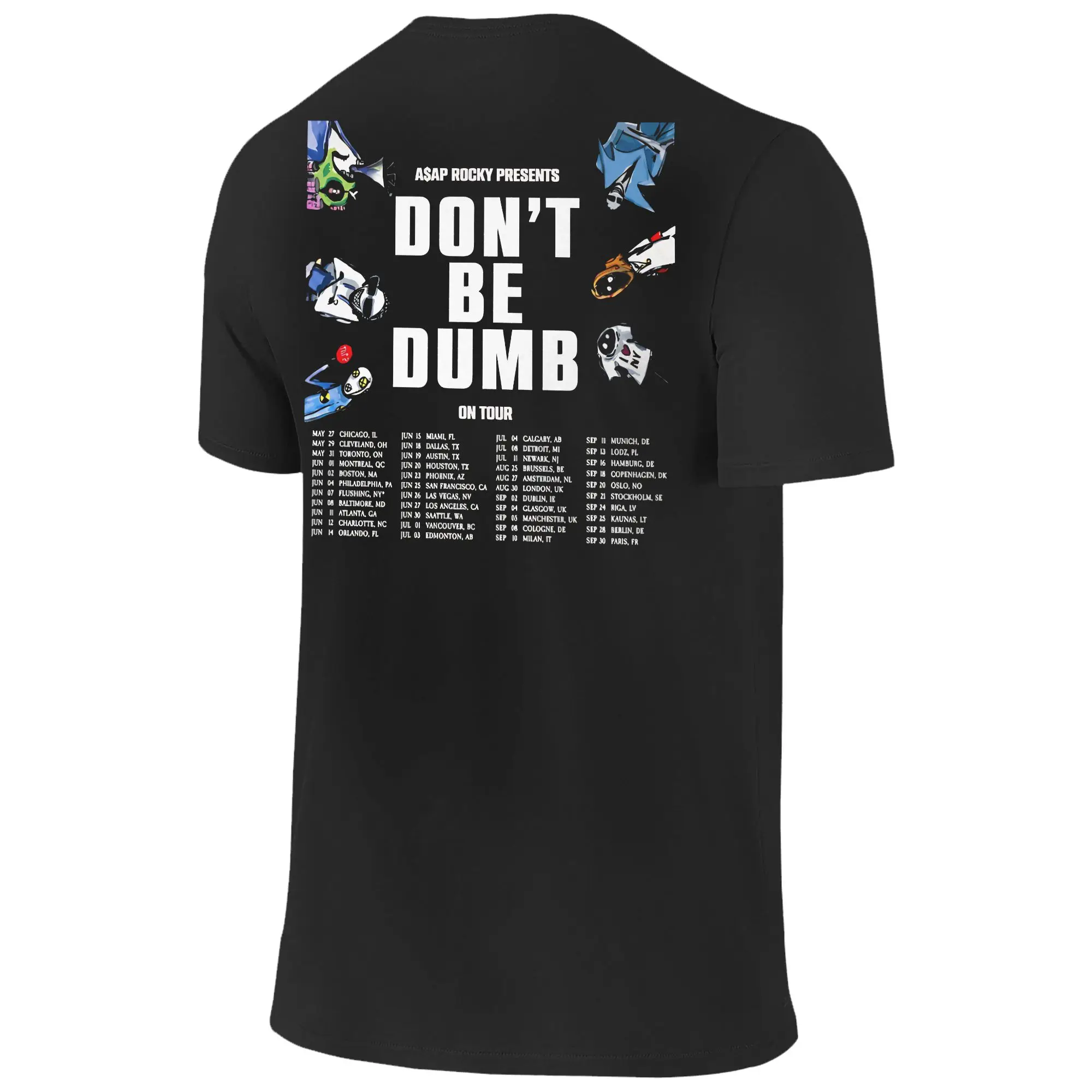Фото Футболки Asaps Rockys Don’t Be Dumb Tour 2026 для мужчин и женщин, забавные футболки, мерч, 100% хлопок, одежда в подарок №4