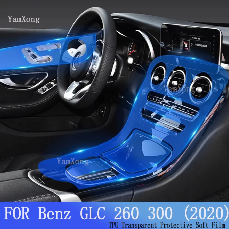 For Mercedes Benz GLC W253 260 300 2020-2021 Car Interior Center console Transparent TPU Protective film Anti-scratc Accessories