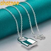 925 sterling silver 16 30 inch chain lock pendant necklace for man women engagement wedding fashion charm jewelry