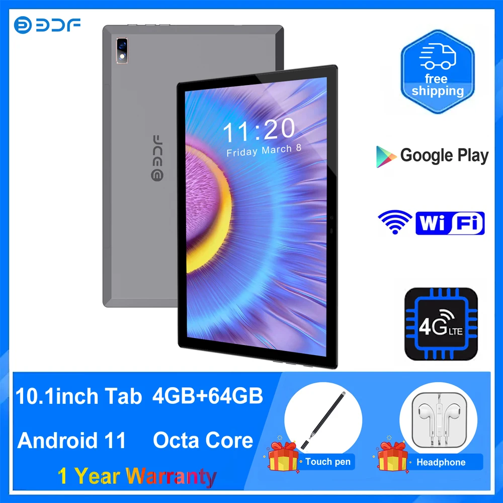 Global Firmware BDF Tablet Pc Pad 10.1 Inch 3G 4G LTE WIFI IPS LCD Screen MT6762 Octa Core 4GB Ram 64GB Rom Tablet Android 11
