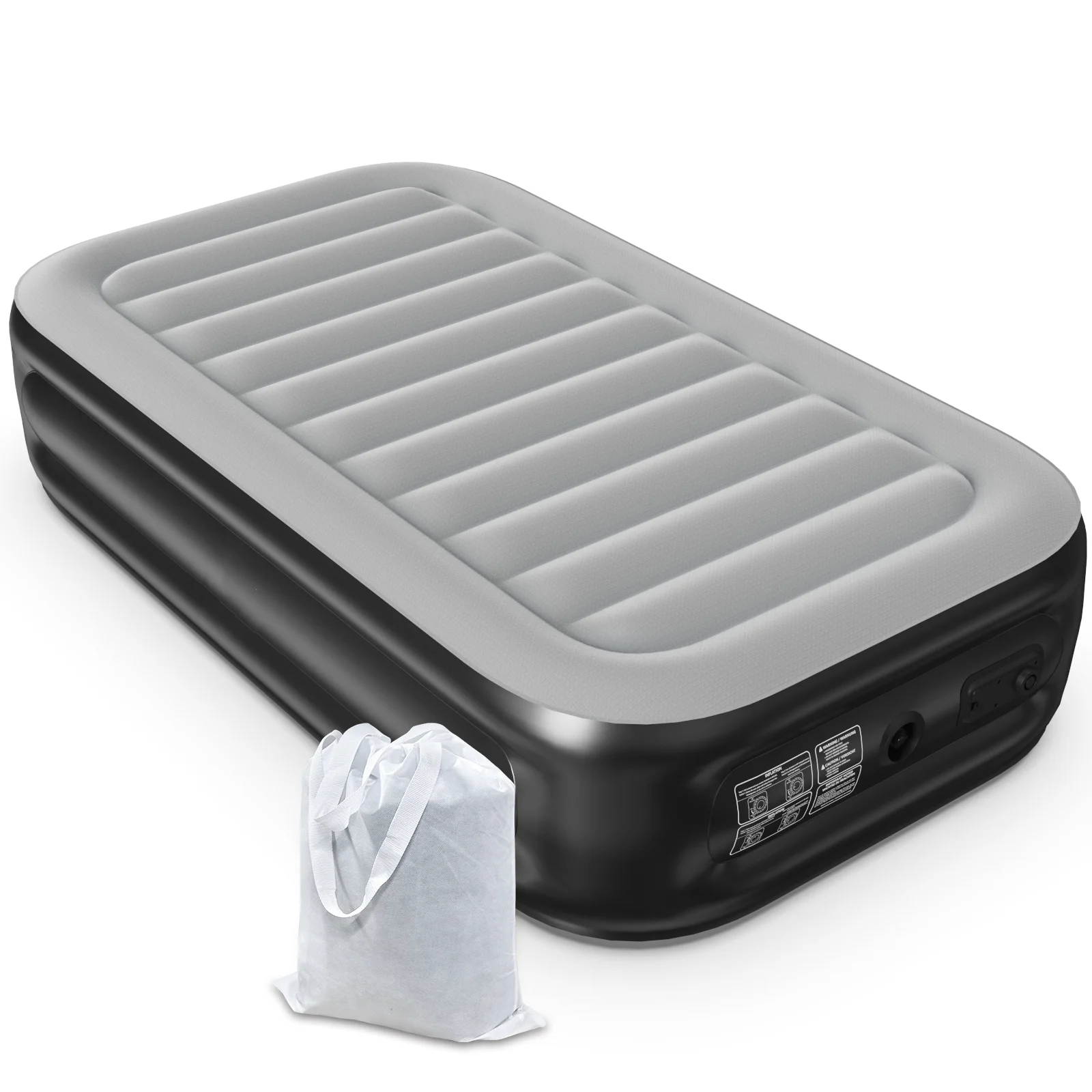 

18" Twin Size Air Mattress with Built-in Pump - Black