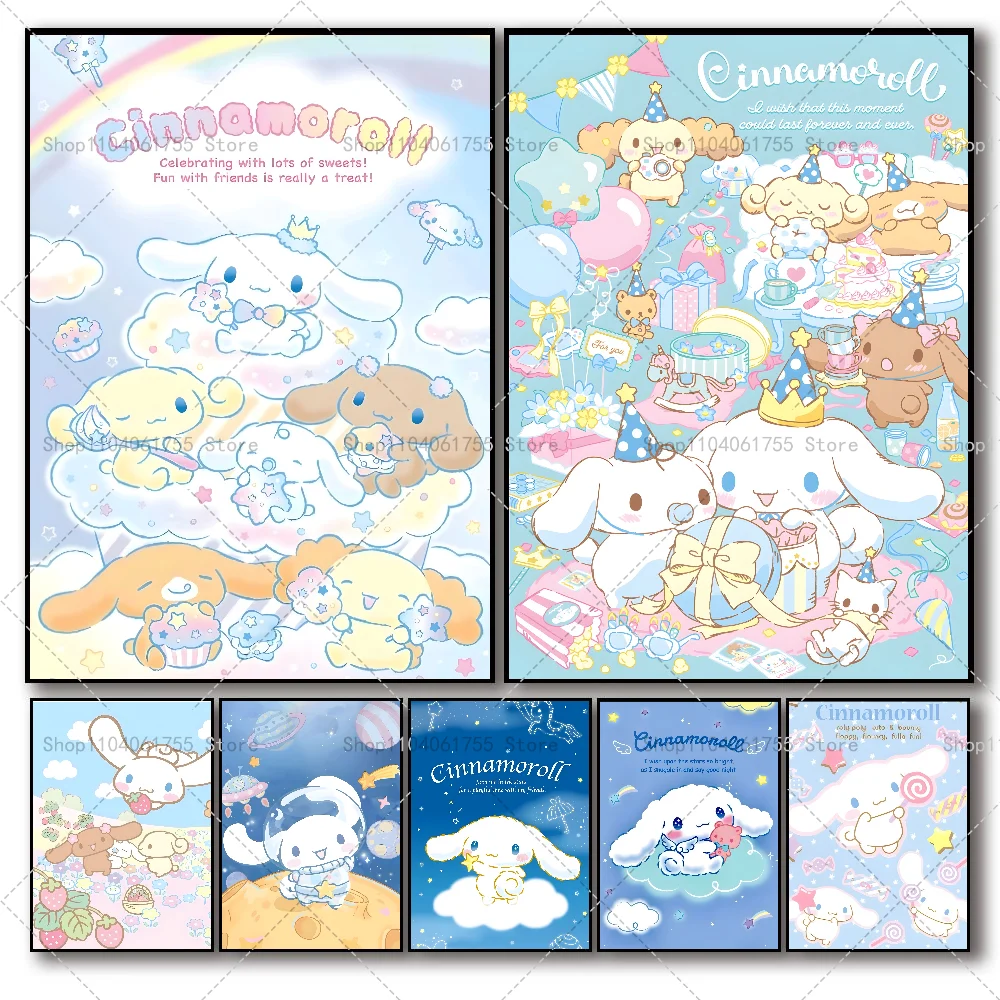 1 шт. MINISO Cinnamoroll милый плакат самоклеящаяся искусство кофейный дом бар Декор стен