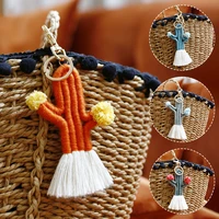 1pc keychain braided rope cactus shape key ring holder bag pendant fashion suspension women gift key accessories