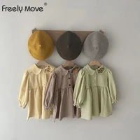 freely move cotton baby dresses cute spring girls clothes lapel plaid blouse princess dress girl infant toddler girls clothing
