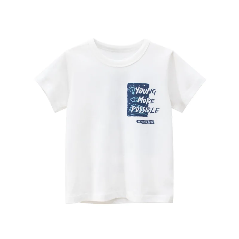 ILAVSUN Boy Short Sleeve T-Shirts Little Casual Solid Tee Shirt Toddler Kids Crew Neck Top 3-8 Years