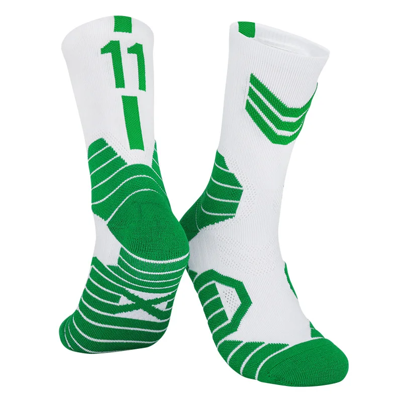 2 Pairs Men Number Sport Sock Cycling Basketball Long Tube C