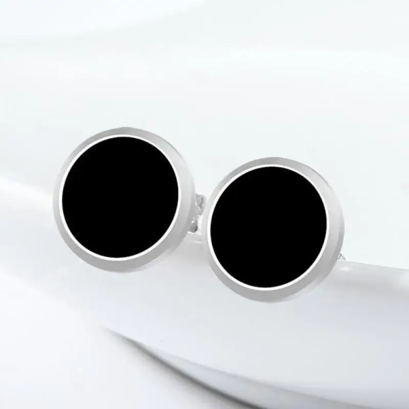 

Grade A Myanmar Black Jadeite Earrings S925 Sterling Silver Natural Stone Burma Jade Round Ear Stud Earring Women Fine Jewelry