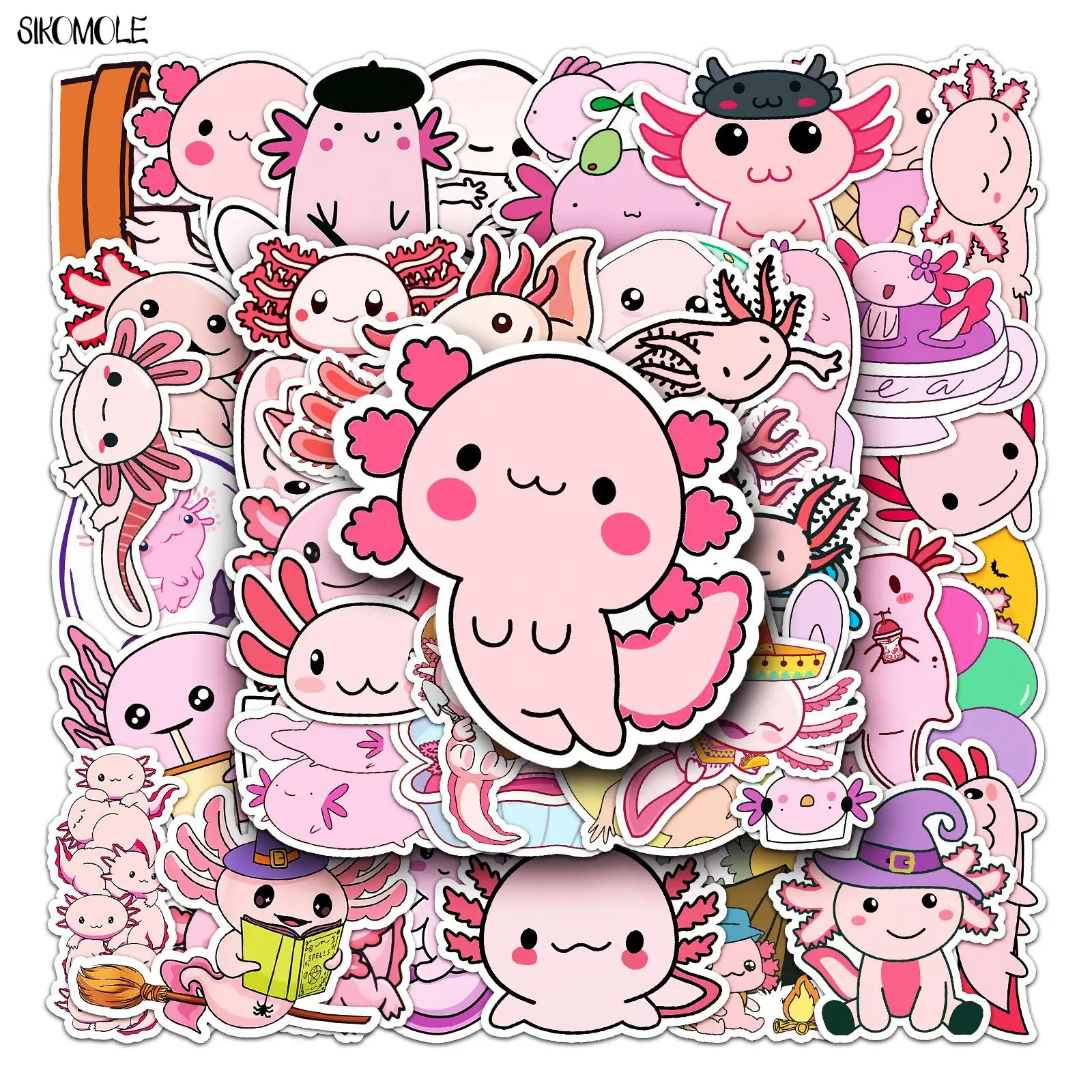 

10/30/50PCS Cartoon Cute Animal Axolotl Stickers Kids Toys Water Bottle Laptop Fridge Scrapbook Diary Decals Graffiti Sticker F5