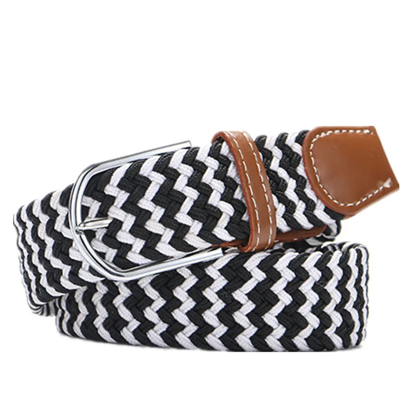 

Unisex Woven Canvas Belt Female Casual Knitted Pin Buckle Men Belt Elastic Expandable Braided Stretch Belts For Women Jeans