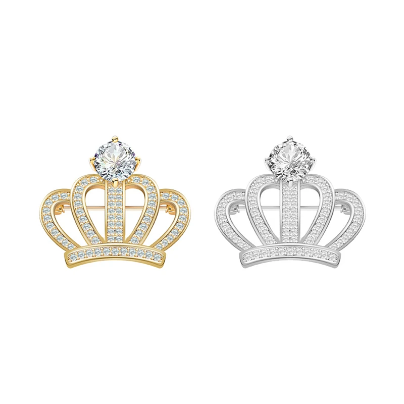 New Elegant Accessories Niche High-grade Zircon Crown Brooch Suit Queen Pin Evening Dress Accessories images - 6