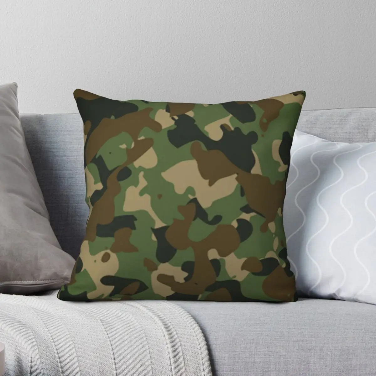 

Military Camouflage Square Pillowcase Polyester Linen Velvet Pattern Zip Decor Pillow Case Car Cushion Cover