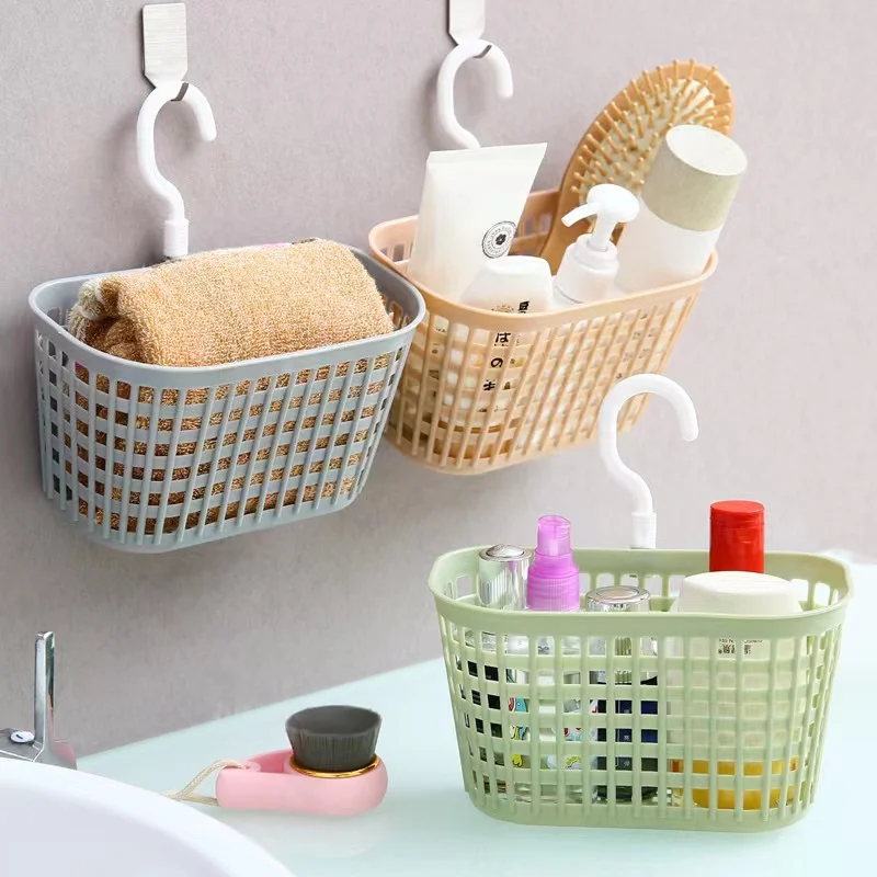 

Bathroom kitchen toiletries can be rotated hanging plastic drain storage basket