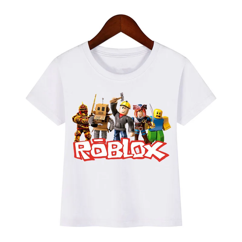 Детская Модная Повседневная Футболка Roblox Белая С Круглым Вырезом И Короткими