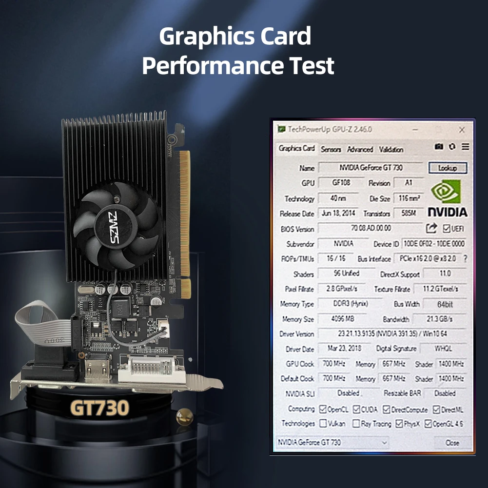 Видеокарта GT730 4 ГБ DDR3 с HDMI-совместимым портом VGA DVI настольная игровая видеокарта