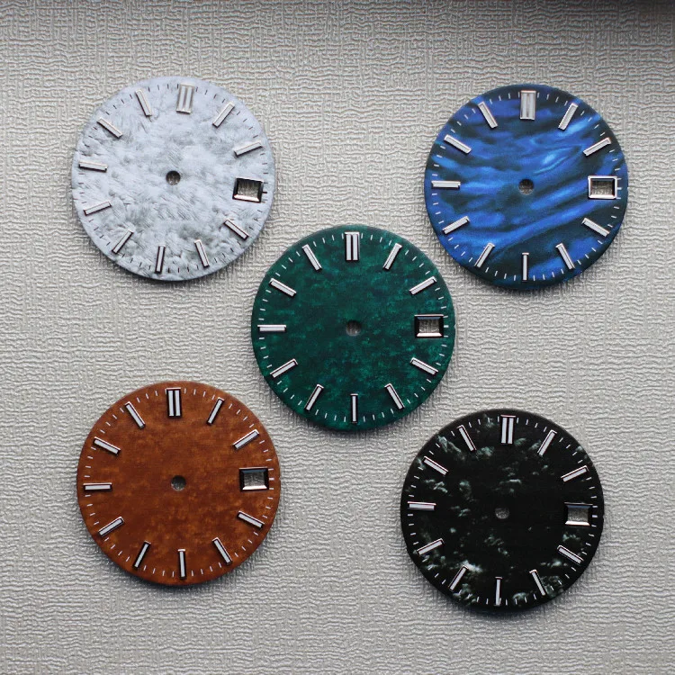 

28.5mm NH35 Watch Dial C3 Green Luminous Dial for SKX007 NH35 NH36 4R 6R Movement Snowflake Surface Modified Dial No S LOGO Dial