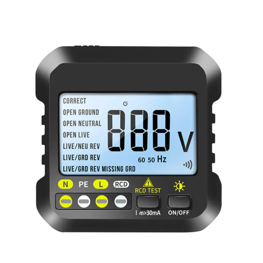 

Digital Socket Tester Power Outlet Polarity Detector Button Operation EU Plug