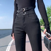 street indie skinny high waist fashion black pencil pants jeans women 2021 spring autumn new y2k vintage streetwear oversize
