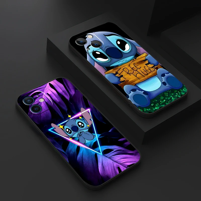 

Disney Lilo Stitch For Apple iPhone 13 12 11 Pro 12 13 Mini X XR XS Max 5 6 6S 7 8 Plus SE2020 Phone Case Black Carcasa