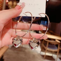 new fashion small heart crystal hoop earrings for women bijoux geometric rhinestones earrings statement jewelry gifts