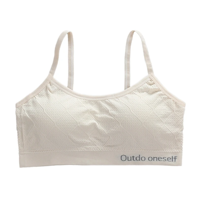 

Спортивный хлопковый спортивный бюстгальтер для девочек-подростков, нижнее белье на бретелях-спагетти с буквенным принтом, Бралетт со съем...
