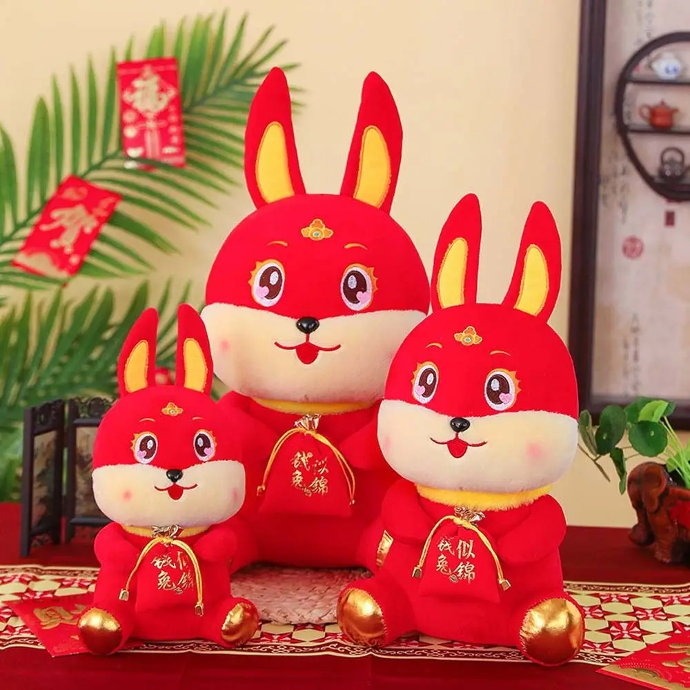 

Китайский новогодний кролик, новый год, костюм Тан, плюшевая игрушка-животное, талисман, кукла-кролик, плюшевая игрушка, мягкие игрушки