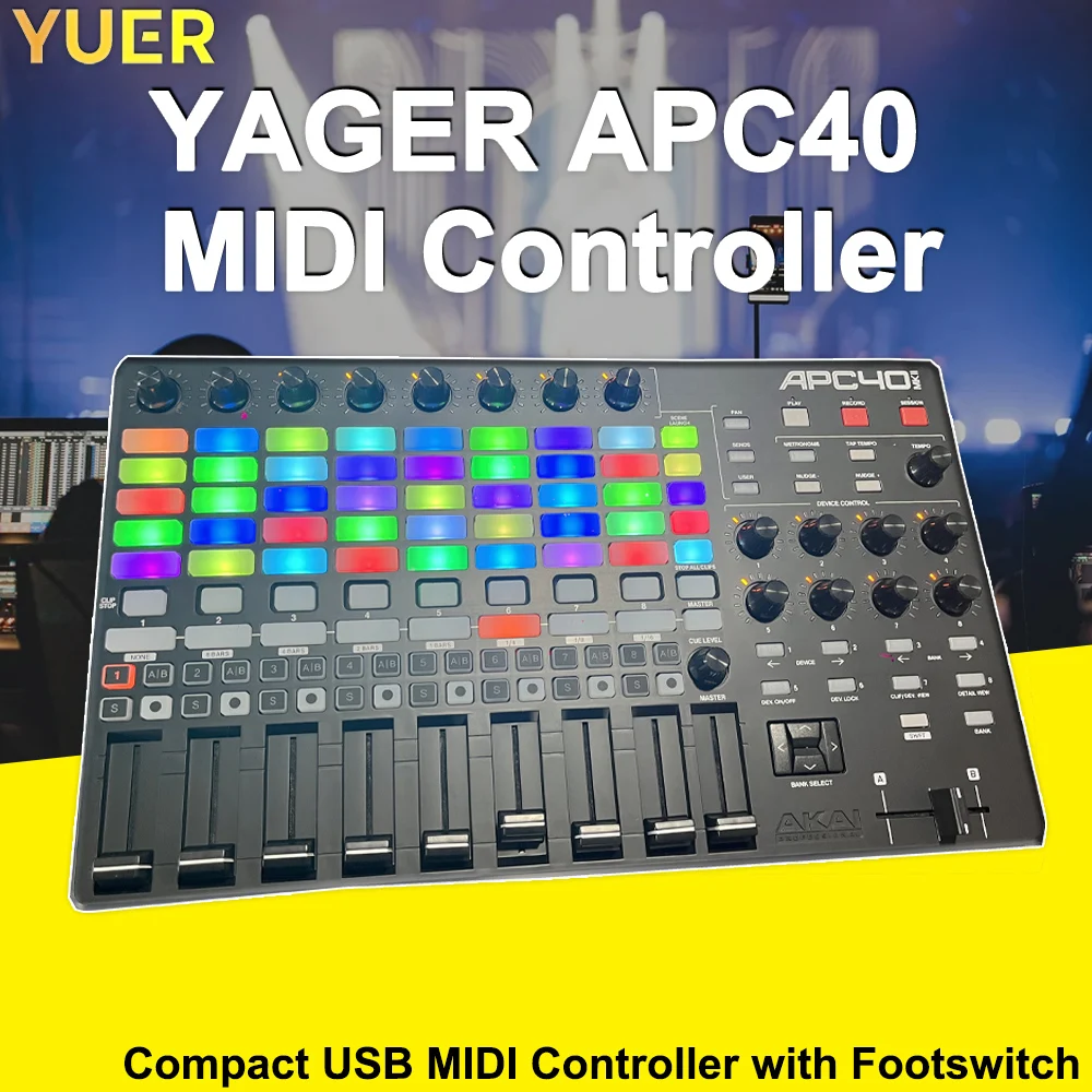 YUER новый MIDI-контроллер Akai APC40 USB-аудиоинтерфейс 16 подушечек для Ableton Live 2 входа