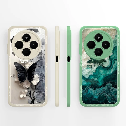 Чехол для телефона POCO C75 с милым сердечком и котом, мягкая жидкая силиконовая задняя крышка для Xiaomi Poco C 75, полная защита от падения, чехол