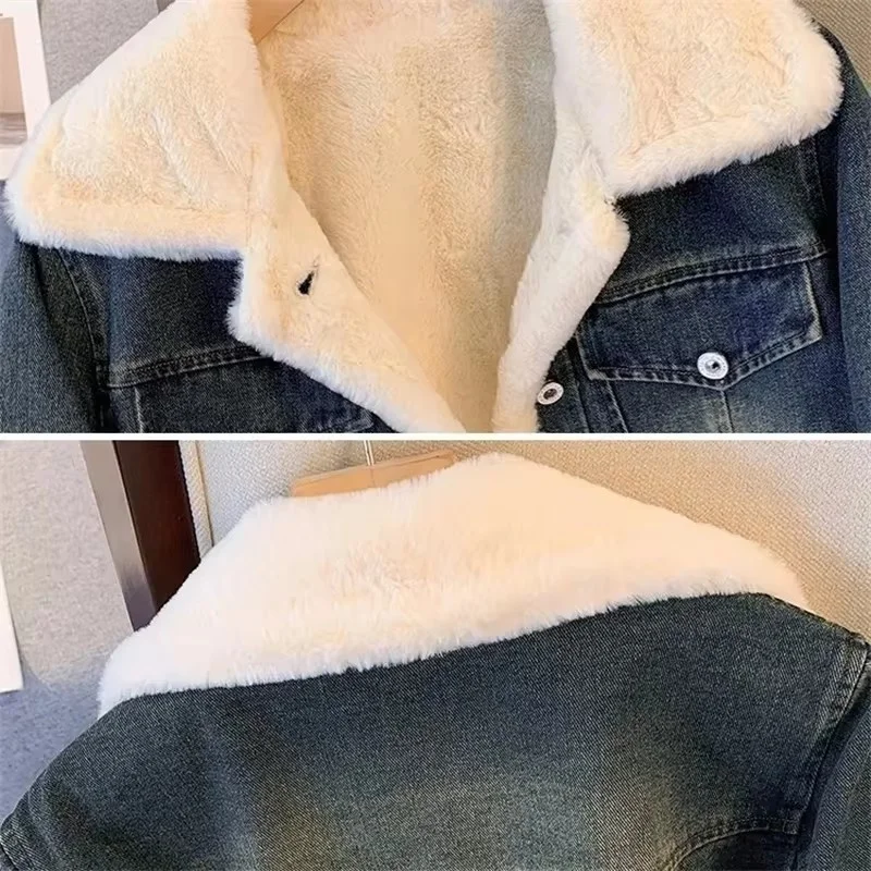 Женская джинсовая куртка с бархатной подкладкой