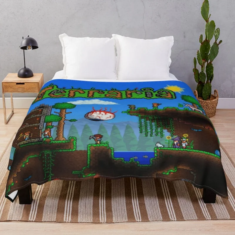 

Terraria Indie Game Blanket Flannel Plush Decoration Lightweight Thin Throw Blankets for Bed Sofa Travel Office