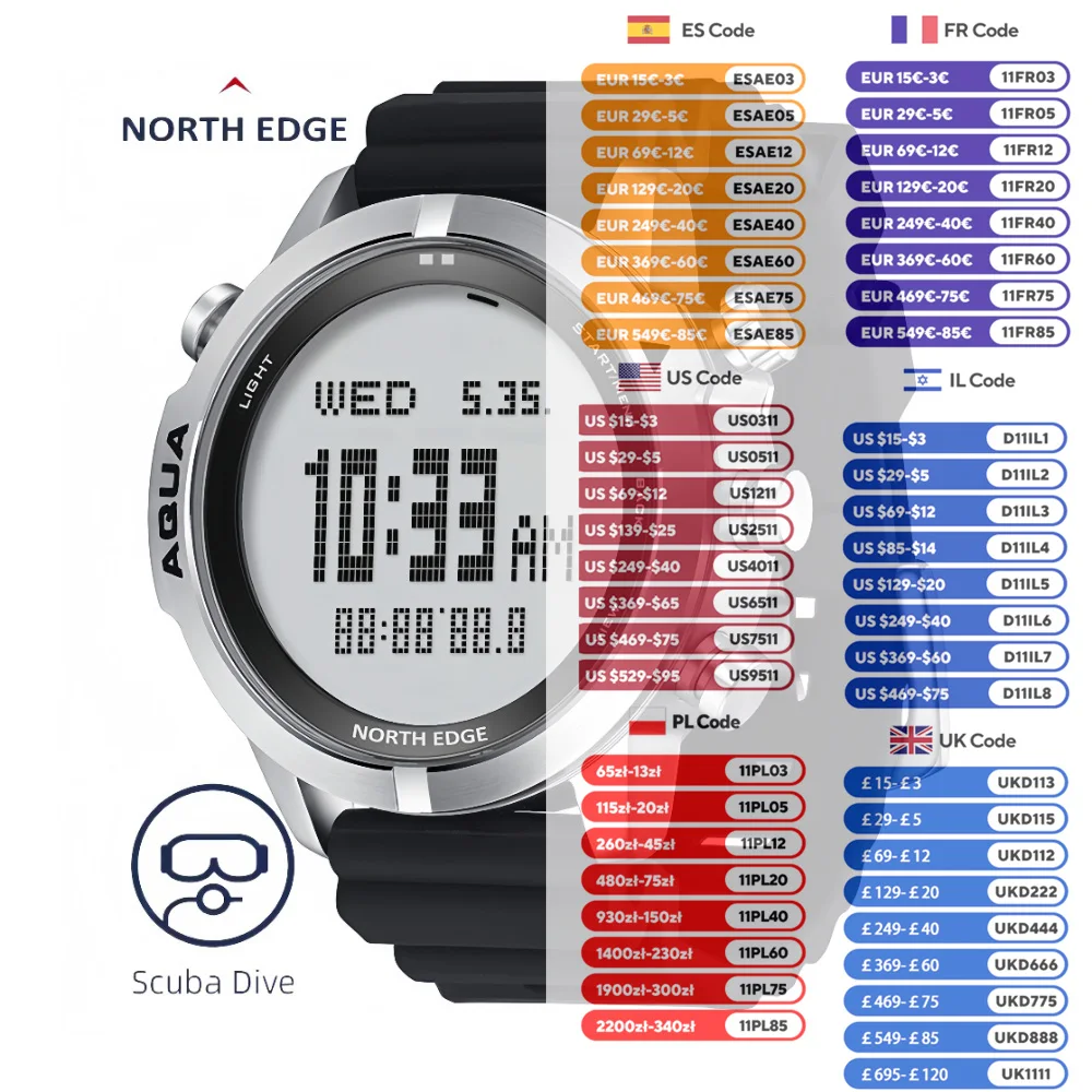 Фото TF NORTH EDGE AQUA 100M Смарт-часы для подводного плавания для мужчин reloj inteligente Высотомер Барометр Компас relojes Смарт-часы 2025 №1