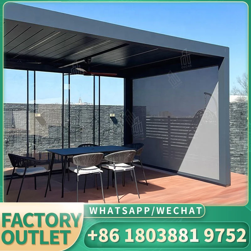 Bioclimatic электрические алюминиевые складные наружные беседки с дистанционным