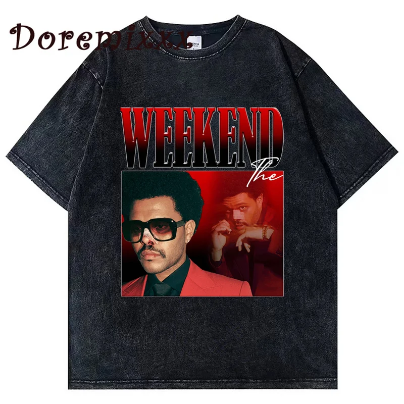 

The Weeknd футболка хип-хоп стираемые футболки рэпер певец поп музыка уличная одежда унисекс повседневные мужские и женские футболки с коротким...