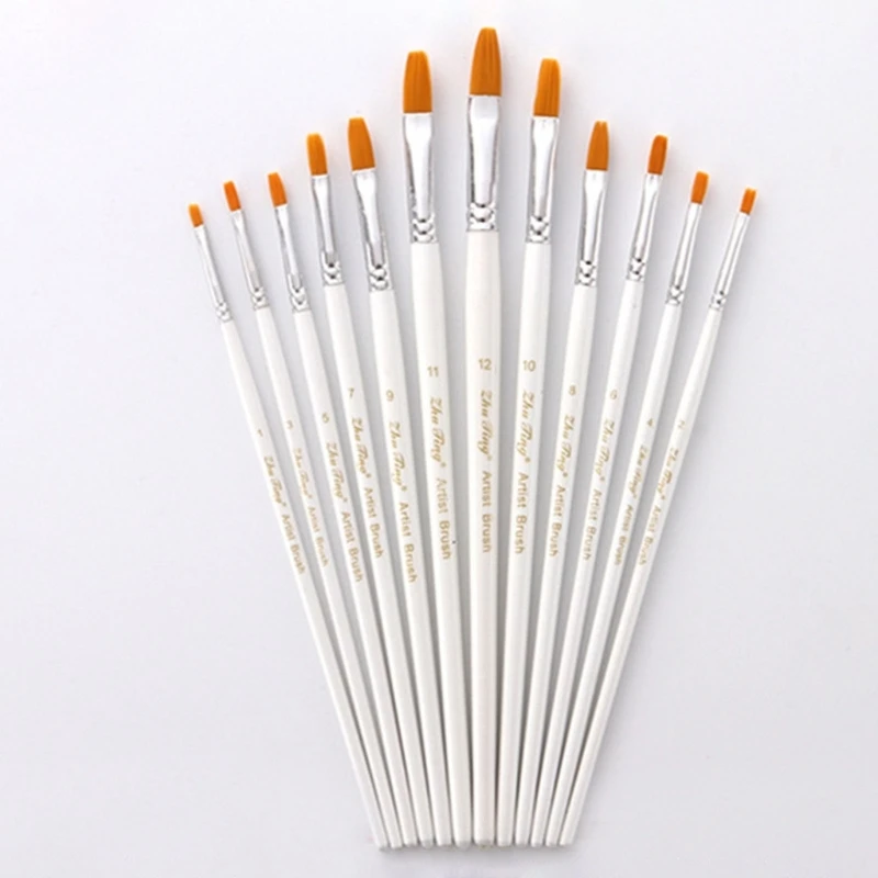 

12 Pcs Acrylic Paint Brushes Professional Artist Paintbrush for Watercolor Oil Painting Canvas Face Body Art Dropship