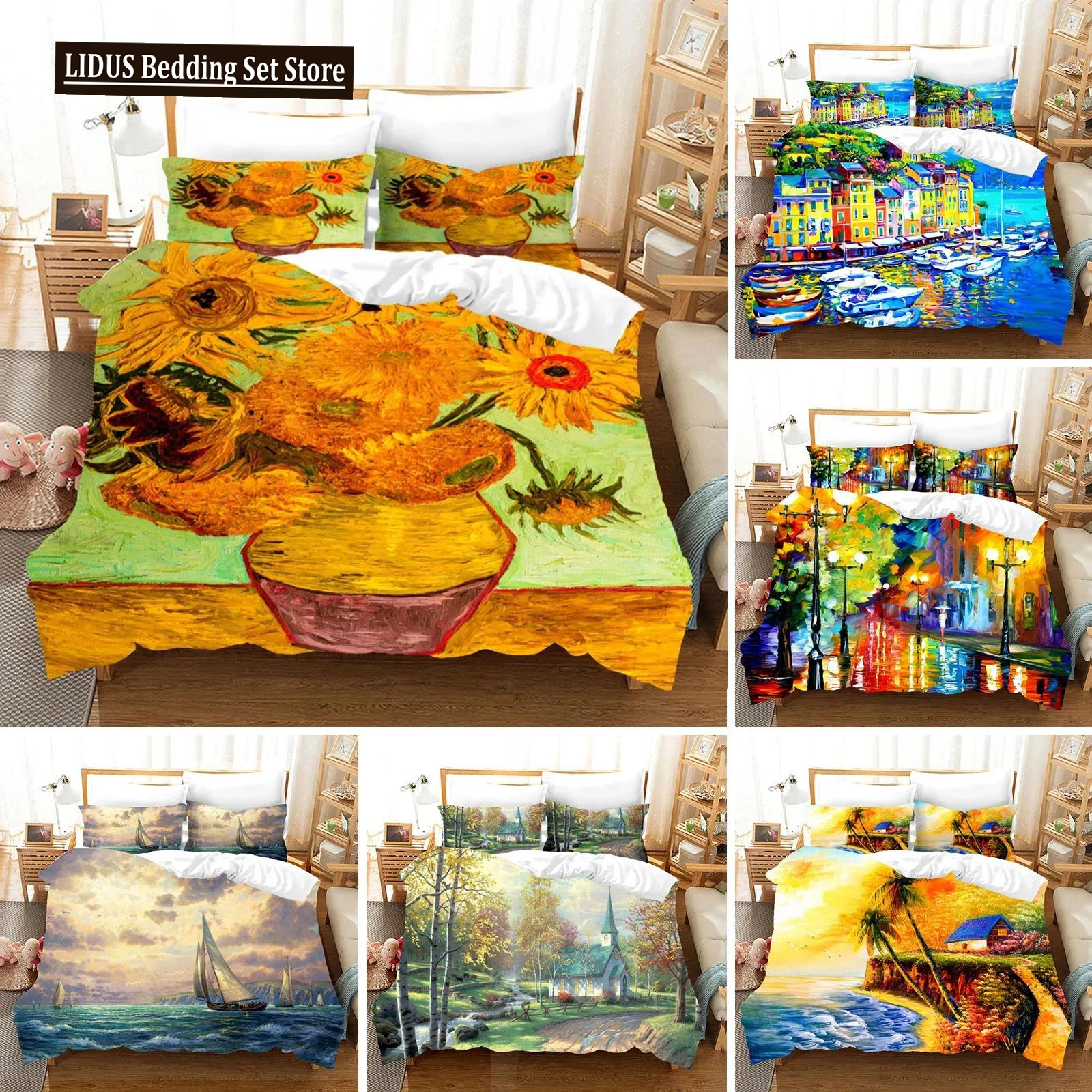 Картина маслом Ван Гога Звездное небо комплект постельного белья Королева кинг