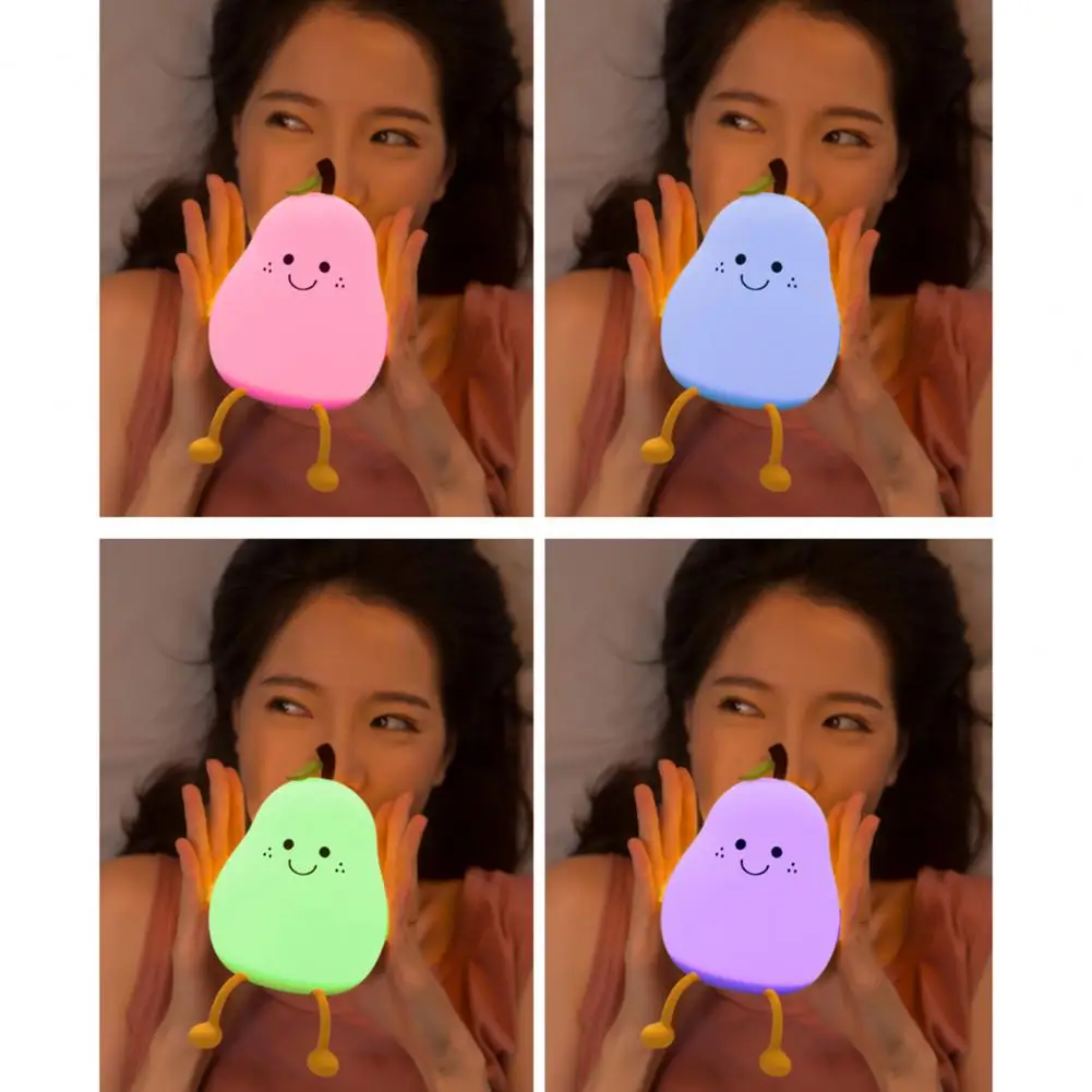 

Силиконовый 1 комплект, отличный мультяшный грушевидный светодиодный настольный светильник, Декор, легкая Светодиодная лампа, функция тайм...