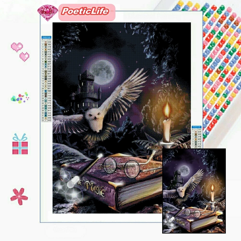 

Magic Book 5D DIY Diamond Painting Castle Owl Embroidery Mosaic Art Cross Stitch HandCraft Rhinestones Home Decor New