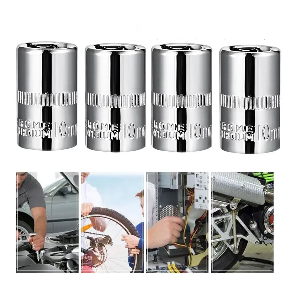 

Ремонт розеток для ручной бытовой стали, 4 шт., неглубокий привод 10 мм, хром, ремонт «сделай сам», 3,5-дюймовый инструмент, автомобильный ванадиевый