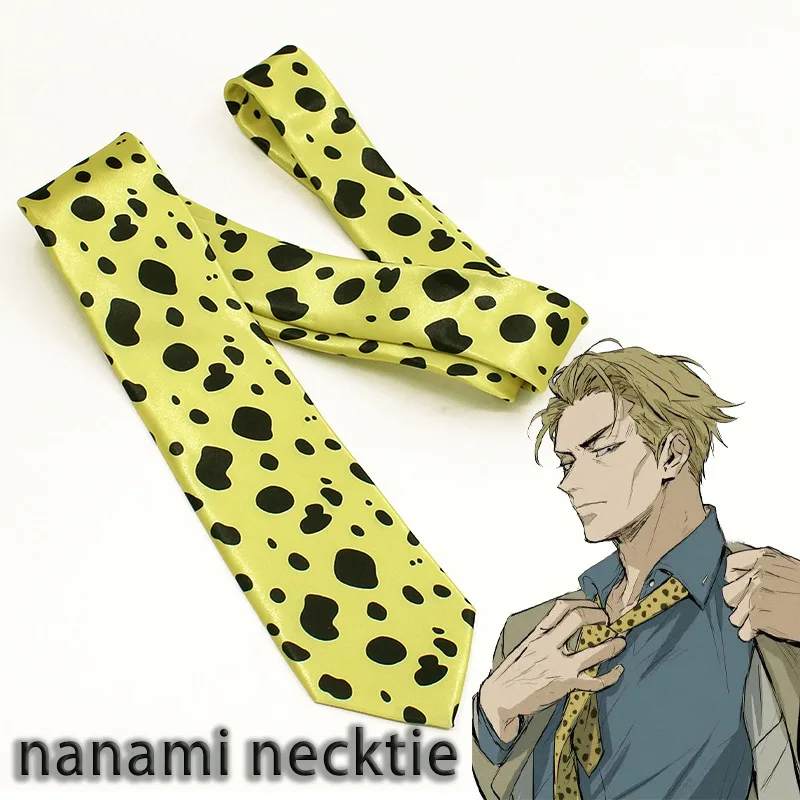 Мужской желтый галстук с принтом из аниме juютсу Kaisen для косплея Nanami Kento аксессуары для одежды костюмы на Хэллоуин Декоративный подарок