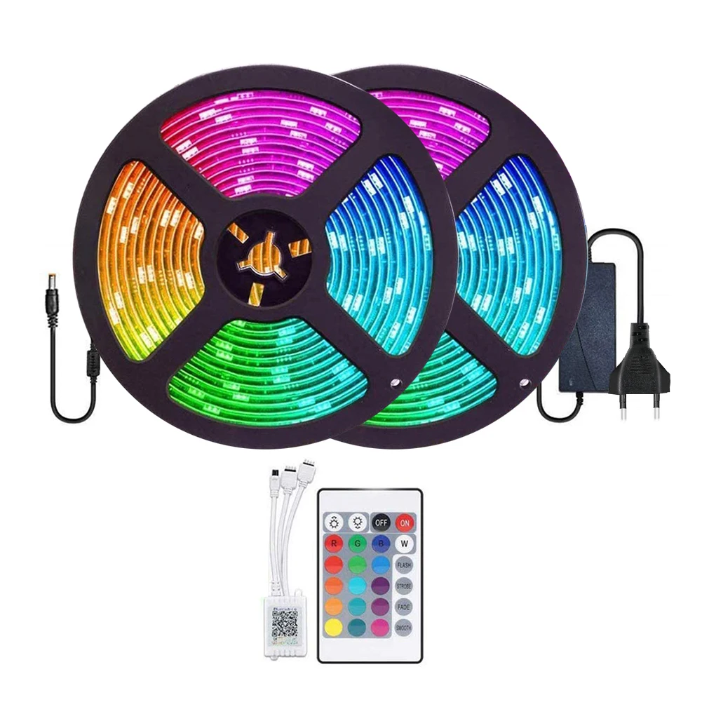 

10m 24 Key RGB LED Strip Light Waterproof Bluetooth-compatible Tape Lamp with Remote Control Wedding Decorative Fairy Lights
