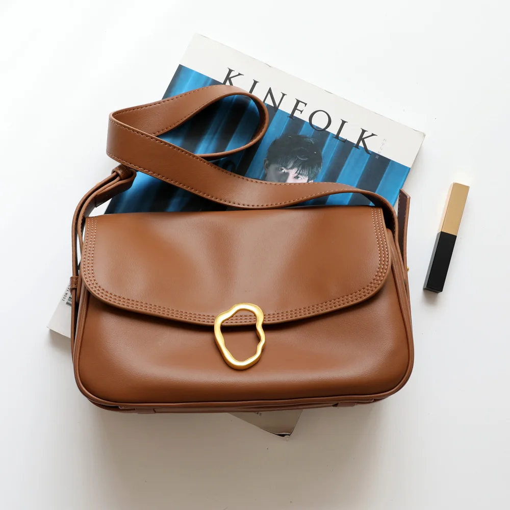 

Мягкая сумка-мессенджер из натуральной кожи с откидной крышкой, сумка-мессенджер на одно плечо, Диагональная Сумка через плечо в стиле ретро