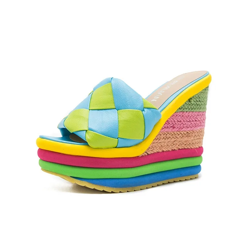 

Women Peep Toe Slippers Female Summer Sandals Wedges Platform Shoes Outside Wear Lightweight Non-slip Casual Women's Shoes
