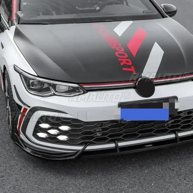 Для Golf MK8 Pro GTI R-Line Body Kit Спойлер переднего бампера Глянцевый черный VW 2021-2023