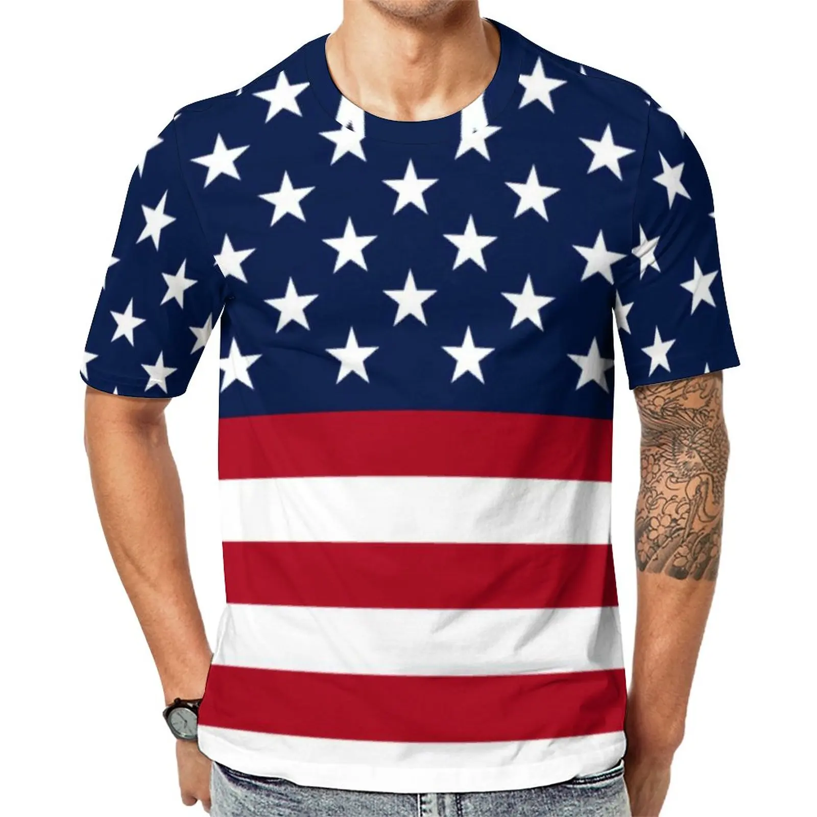 

Star Spangled USA Flag T Shirt Patriotic Red White Blue Stars Stripes Vintage T Shirts Graphic Tshirt Cheap Summer Big Size Tops