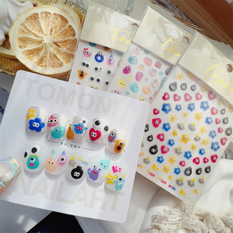 

1pcs 5D Jelly Series Nail Art Stickers Cute Cartoon Graffiti Love Little Monster Adhesive Nail Sticker Nail Art Decorat Decals