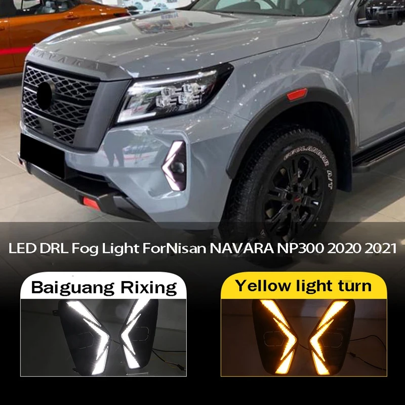 

1 Pair Car LED DRL Fog Light Daytime Running Light with Turn Signal Corner Light for Nissan NAVARA NP300 2020 2021