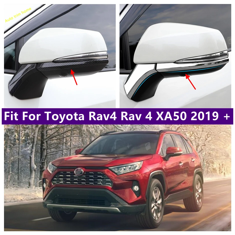 

Chrome / Carbon Fiber Look Rearview Mirror Stripes Streamer Decor Cover Trim For TOYOTA RAV4 RAV 4 XA50 2019 - 2023 Accessories