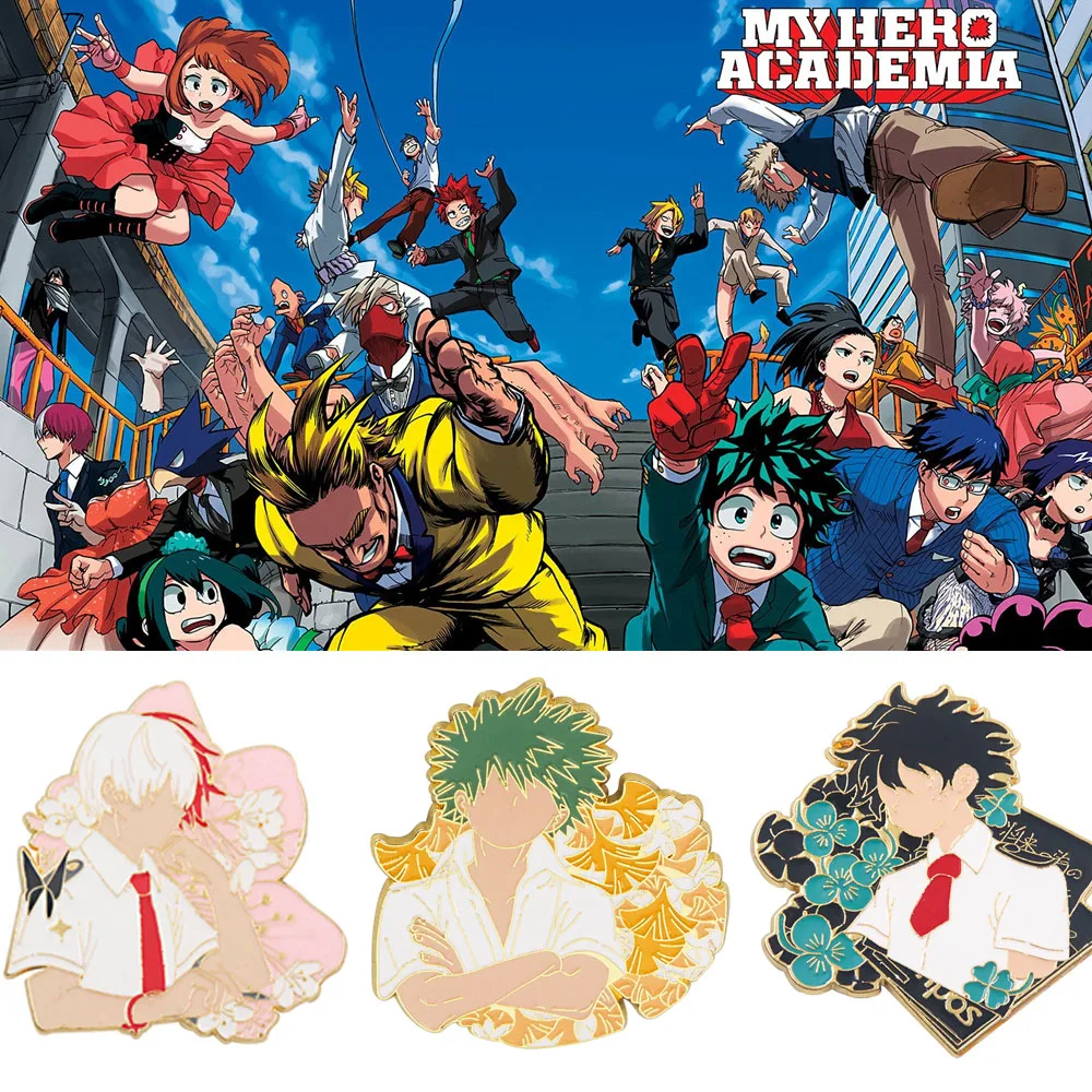 

Anime My Hero Academia Brooch Midoriya Izuku All·Might Todoroki Shoto Cos Accessories Lapel Pin Cartoon Jewelry
