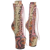 leecabe snake pu upper platform ankle boots sexy exotic heelless pole dance shoes