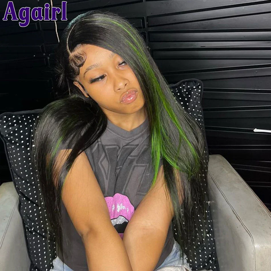 

180% Green Highlight Straight Lace Front Wig Glueless 6X4 Lace Wig Ready To Wear 13x4 13x6 Lace Frontal Human Hair Wig For Women