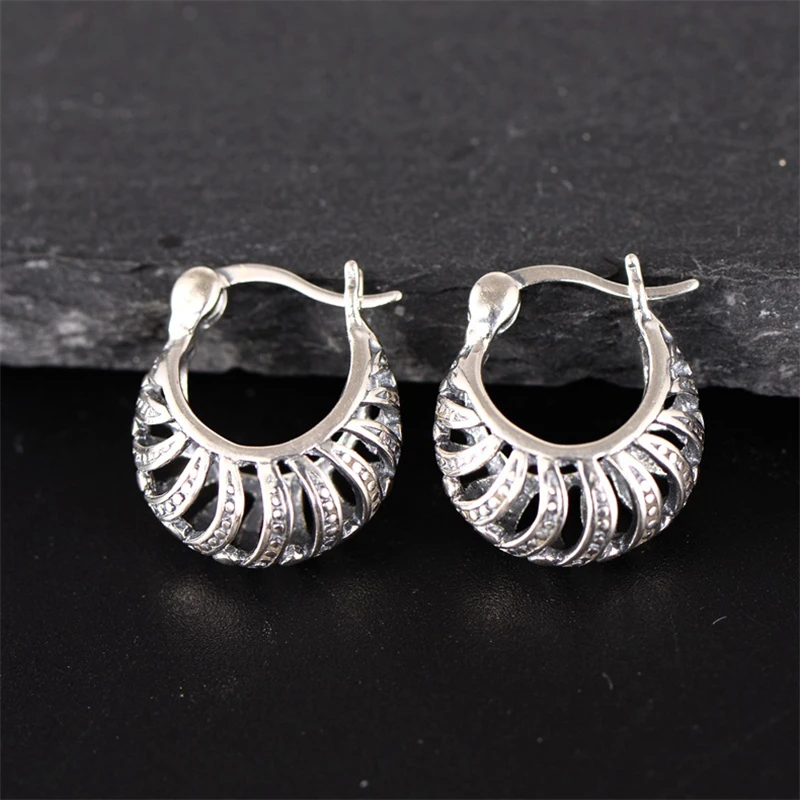 

MeiBaPJ Real S925 Sterling Silver Small Cute Vintage Hollow Female Ear Buckle for Women Fine Fashion Charm Weddings Jewelry XH